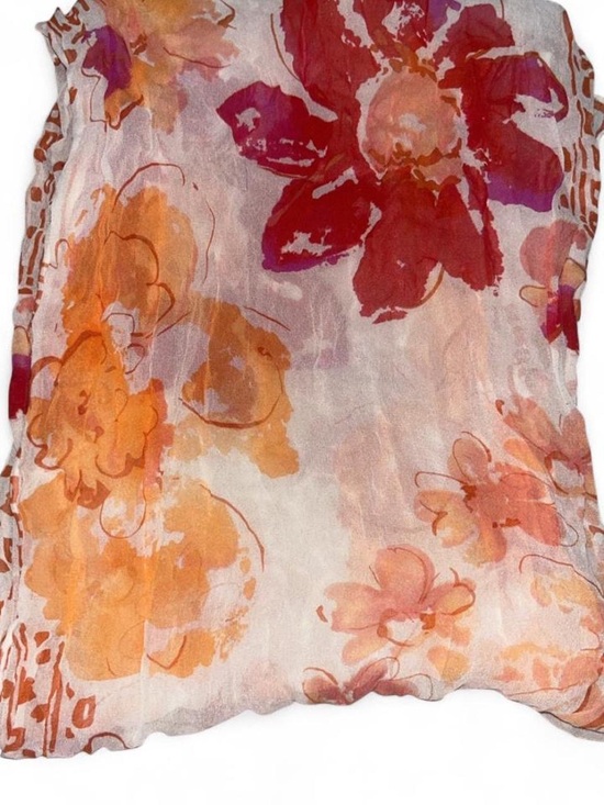 Luxuryisher Accessories - Lightweight Floral Scarf in Orange & Pink